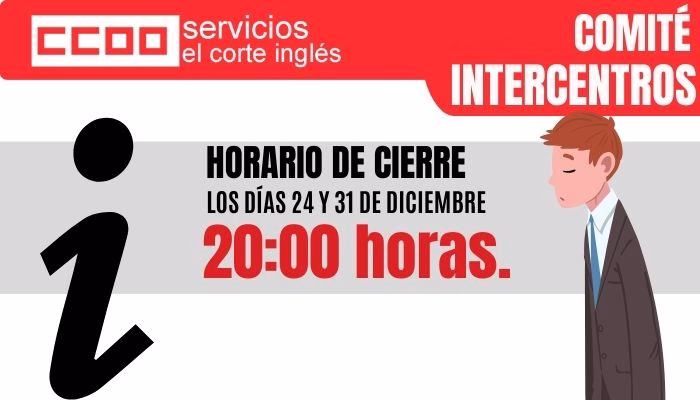 HORARIO DE CIERRE DE LOS CENTROS COMERCIALES EL 24 Y 31 DE DICIEMBRE DE 2023