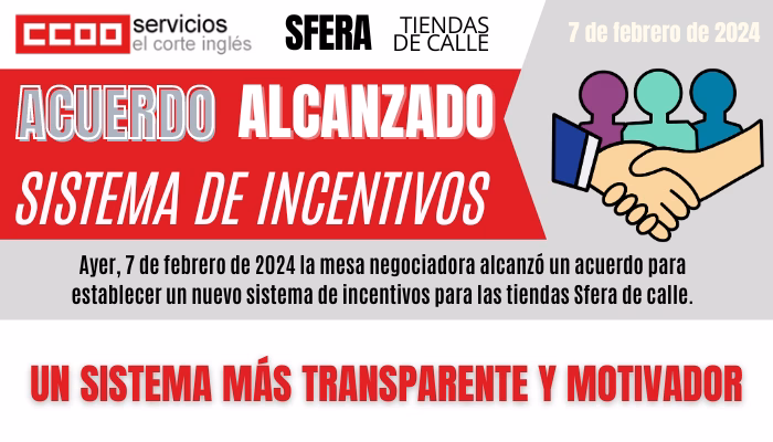 ACUERDO ALCANZADO PARA UN NUEVO SISTEMA DE INCENTIVOS EN LAS TIENDAS SFERA