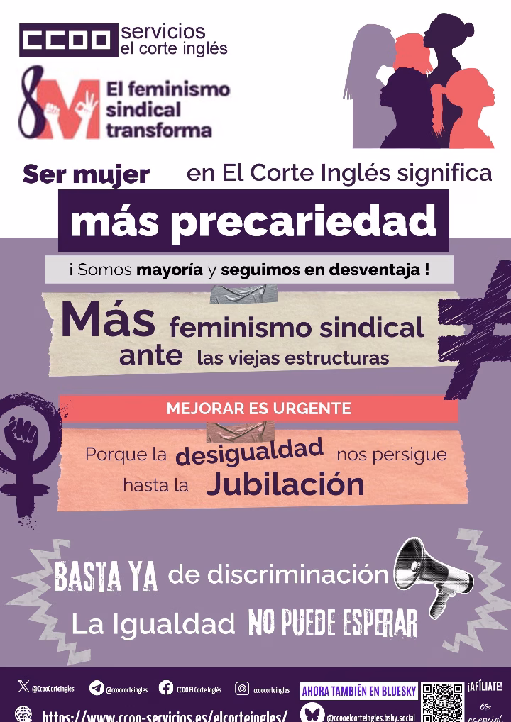 CCOO ECI COMISIONES OBRERAS EL CORTE INGLÉS MÁS FEMINISMO SINDICAL FRENTE A LAS VIEJAS ESTRUCTURAS