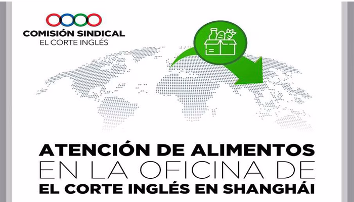Atención de alimentos en la oficina de El Corte Inglés en Shangái
