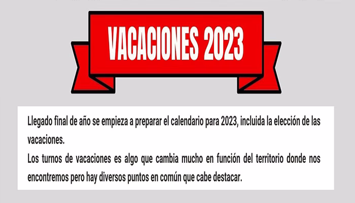 Vacaciones 2023 – Cuestiones que debes conocer